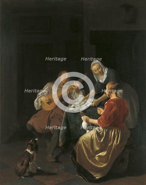Oyster Eaters, 1665. Creator: Jacob Ochtervelt.