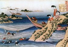 Oyster Fishing c1785-1849.Artist: Hokusai
