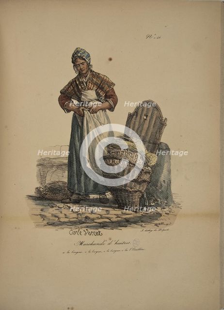 Oyster seller. From the Series "Cris de Paris" (The Cries of Paris), 1815. Creator: Vernet, Carle (1758-1836).