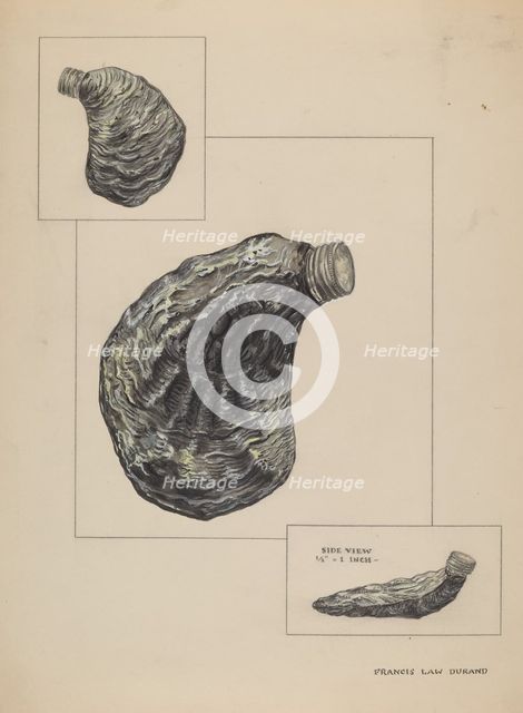 Oyster Shaped Flask, c. 1936. Creator: Francis Law Durand.