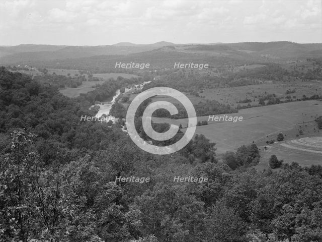 Ozark Mountains seen from U.S. 62, North Central Arkansas, 1939. Creator: Dorothea Lange.