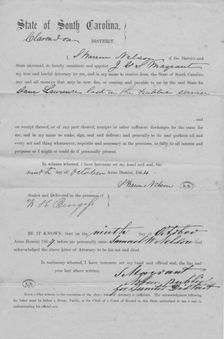 L. Warren Nelson authorizing his Attorney to receive any and all money from the State..., 1864. Creator: Unknown