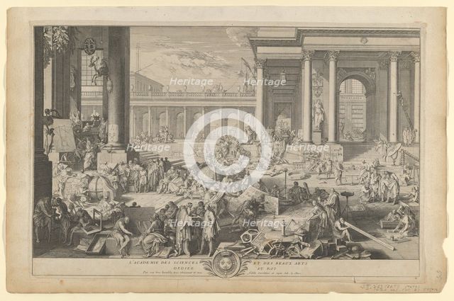 L'Académie des Sciences et des Beaux-Arts, 1698. Creator: Sébastien Le Clerc the Younger.
