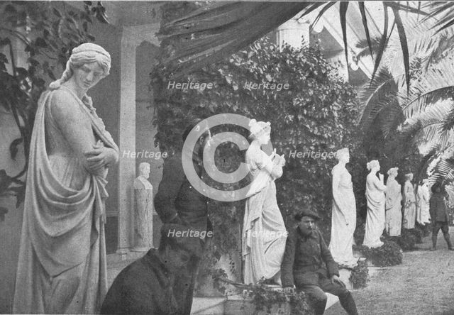 'L'Achilleion, transforme en ambulance, est confie a la garde de nos alpins..., 1916. Creator: Robert Vaucher.