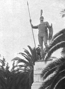 L'Achilleion, transforme en ambulance, est confie a la garde de nos alpins; le geant..., c1916. Creator: Robert Vaucher