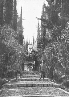 L'Achilleion, transforme en ambulance, est confie a la garde de nos alpins; allee en..., c1916. Creator: Robert Vaucher
