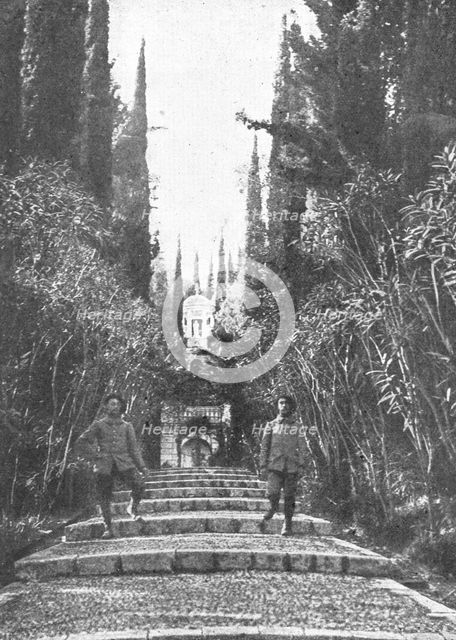 'L'Achilleion, transforme en ambulance, est confie a la garde de nos alpins; allee en..., c1916. Creator: Robert Vaucher.