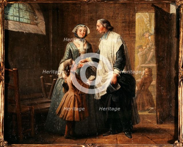 L'Abbé de Catéchisme recevant un enfant amené par sa sœur, c1750. Creator: Pierre Louis Dumesnil.