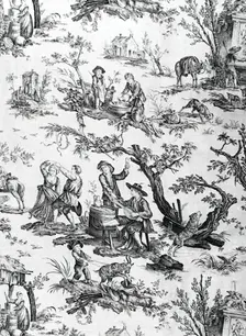L'Abreuvoir, (The Drinker), Furnishing Fabric, France, 1796/97. Creator: Christophe-Philippe Oberkampf