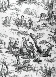 L'Abreuvoir, (The Drinker), Furnishing Fabric, France, 1796/97. Creator: Christophe-Philippe Oberkampf
