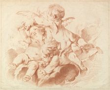 L'Air (The Air): A Group of Three Putti on Clouds, 18th century. Creator: Louis Marin Bonnet