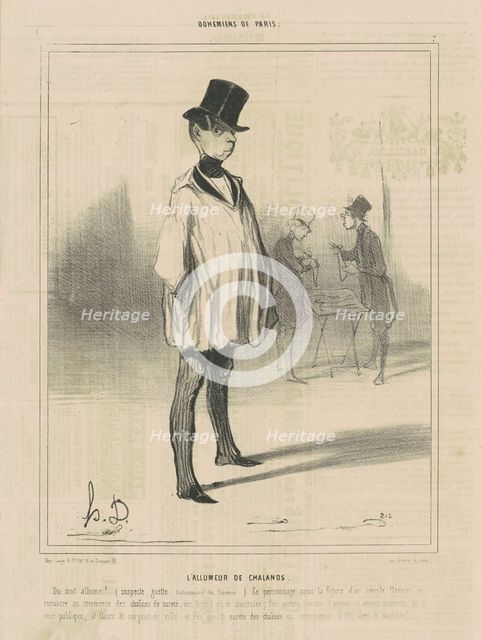 L'allumeur de chalands, 19th century. Creator: Honore Daumier.