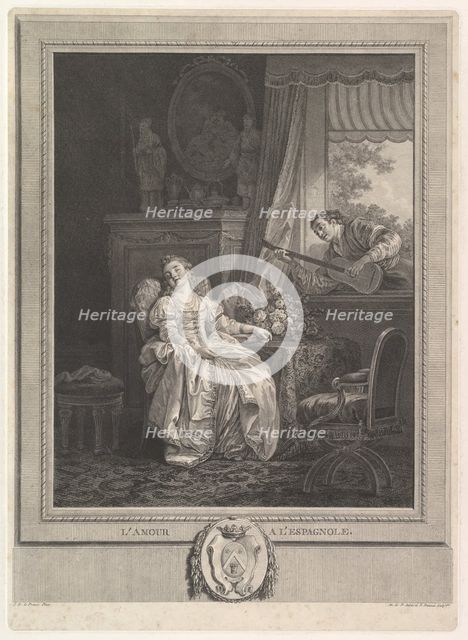 L'Amour a L'Espagnole, ca. 1780. Creators: Augustin de Saint-Aubin, Noel Pruneau.