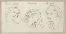 l'Amour simple, Abattement, Le Desir (from Caractères des passions, gravés sur les de..., 1695-1720. Creator: Sébastien Le Clerc the Younger