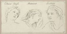 l'Amour simple, Abattement, Le Desir (from Caractères des passions, gravés sur les de..., 1695-1720. Creator: Sébastien Le Clerc the Younger