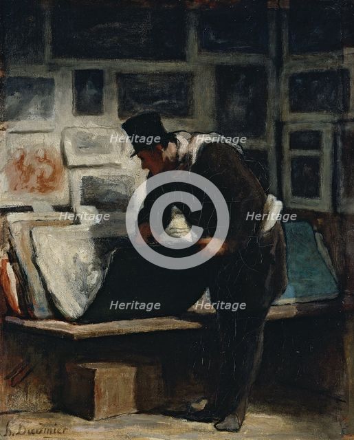 L'amateur d'estampes, c.1860. Creator: Honore Daumier.