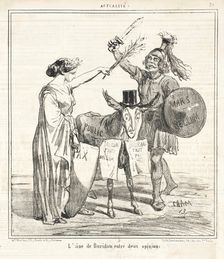 L'âne de Buridan entre deux opinions, 1859. Creator: Cham
