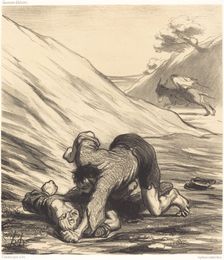 L âne et les deux voleurs, 1862. Creator: Honore Daumier