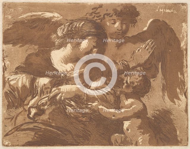L'ange gardien (The Guardian Angel), in an album containing Recueil de Compositions p..., 1782-1821. Creator: Jean Jacques Lagrenee.