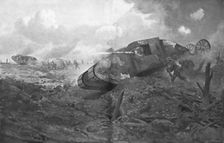 L'Apparition des Tanks; L'entrée en ligne des premiers chars d'assaut Anglais, le 15 septembre 1916 Creator: J Simont