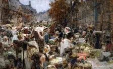 L'approvisionnement des Halles, esquisse pour l'Hôtel de Ville de Paris, c.1888 — 1889. Creator: Leon-Augustin Lhermitte