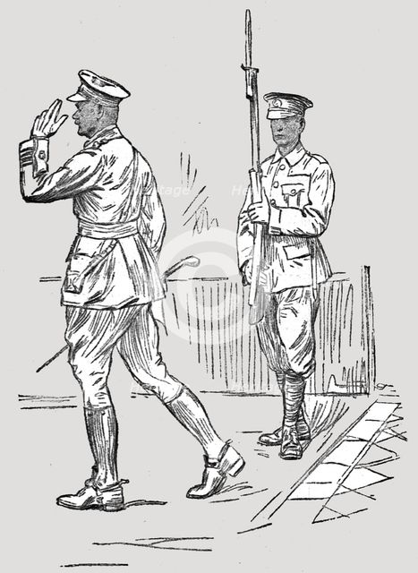 'L'Armee Britannique dans le Nord de la France; Sentinelle saluant un major', 1916. Creator: Unknown.