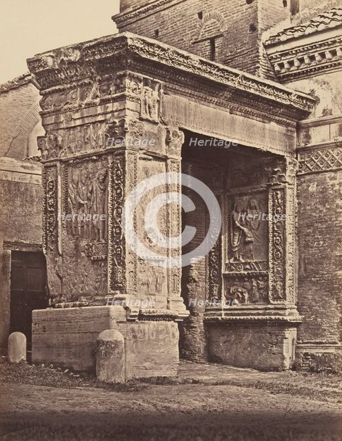 L'arco degli argentari, adossato alla chiesa di San Giorgio al Velabro, 1848-52. Creator: Eugène Constant.