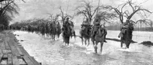 L'Arret du repli allemand; Aux abords de la Fere, apres le 21 mars: un detachement de cavalerie sur Creator: Unknown