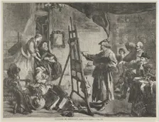L'Atelier de Rembrandt, tableau de J. Gilbert (Rembrandt's Studio, a painting..., November 14, 1861. Creator: William Luson Thomas