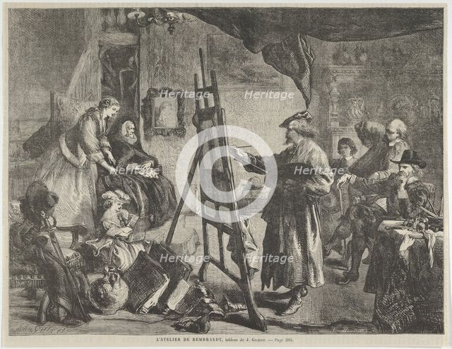 L'Atelier de Rembrandt, tableau de J. Gilbert (Rembrandt's Studio, a painting..., November 14, 1861. Creator: William Luson Thomas.