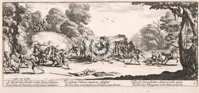 L'Attaque de la diligence (Attacking a Diligence), 1633. Creator: Jacques Callot.