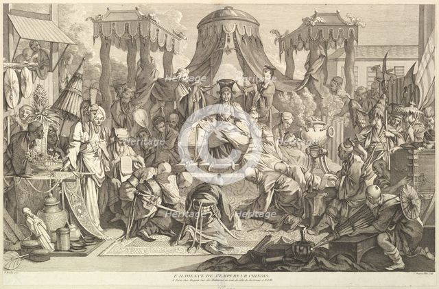 L'audience de l'Empereur chinois (The audience of the Chinese Emperor), from Chinois..., after 1743. Creator: Jacques Gabriel Huquier.