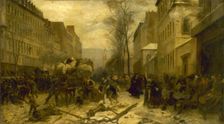 l'Avenue d'Orléans, durant les bombardements de Paris par les armées prussiennes, en janvier 1871... Creator: Felix Henri Emmanuel Philippoteaux