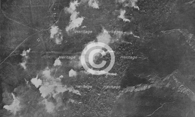 'L'Aviation Francaise sur le front Macedonien; un des bombardements de la ville de Petritch', 1916 Creator: Unknown.
