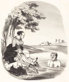 L'eau est délicieuse... je t'assure que tu as bien tord de ne pas venir me rejoindre..., 1845. Creator: Honore Daumier