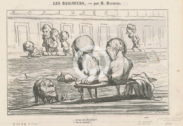 L'eau est-elle bonne? ... / Une pleine eau, 19th century. Creator: Honore Daumier.