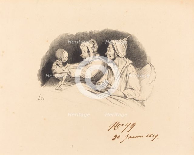 L'Éducation au Biberon, 1838.  Creator: Honore Daumier.
