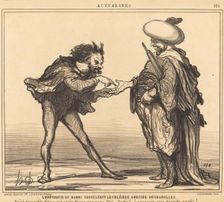 L'Empereur du Maroc consultant le celèbre sorcier Desbarolles, 1859. Creator: Honore Daumier