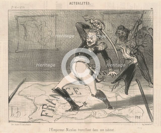 L'Empereur Nicolas travaillant dans son cabinet, 1850. Creator: Honore Daumier.
