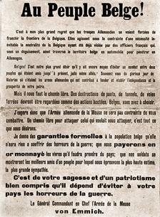 'L'Ennemi en Belgique; La proclamation de l'armee allemande aux population Belges 1914. Creator: Unknown