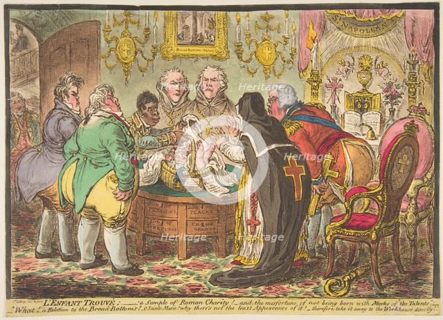 L'Enfant Trouvé:-a Sample of Roman Charity!-or-the Misfortune of Not Being Born wi..., May 19, 1808. Creator: James Gillray.