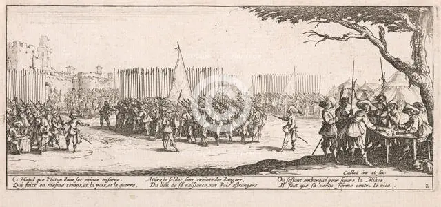 L'Enrolement des troupes (Enrolling the Troops), 1633. Creator: Jacques Callot.