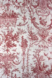 L'Escarpolette, (The Swing), Furnishing Fabric, France, c. 1789. Creator: Christophe-Philippe Oberkampf