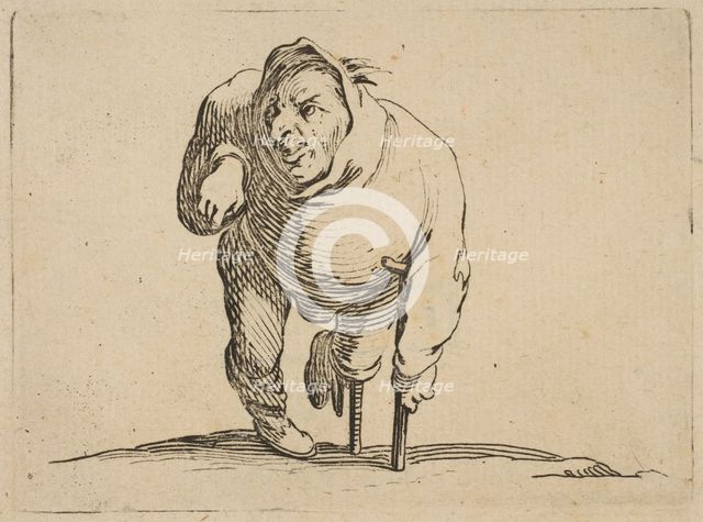 L'Estropié a la Béquille et a La Jambe de Bois (The Cripple with a Crutch and a Wooden ..., 1616-22. Creator: Jacques Callot.