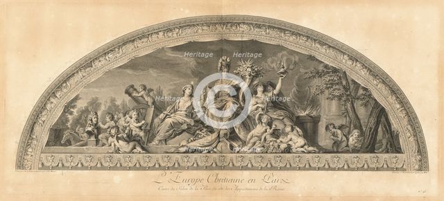 L'Europe Chrêtienne en Paix Cintre du Salon de la Paix du côté des..., [pl. 45], published 1752. Creators: Jean-Baptiste Masse, Jean Michel Liotard.