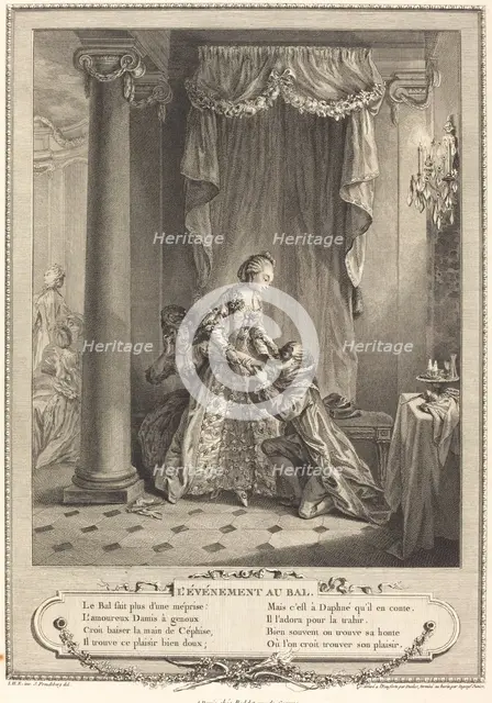 L'evenement au bal, 1775. Creators: Antoine Jean Duclos, Francois-Robert Ingouf.