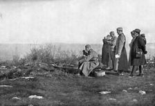L'exemple du souverain; Le roi Pierre 1er observe les peripeties de la bataille Dec 1914. Creator: Samson Tchernoff