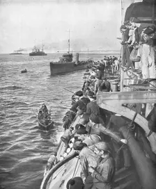 L'expedition des Dardanelles, Nos marins devant le peril; A bord du "Gaulois" en danger de couler, Creator: Unknown