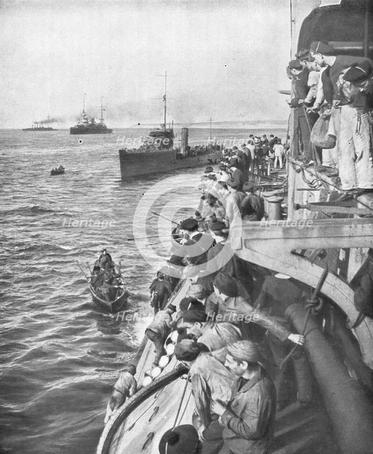 'L'expedition des Dardanelles, Nos marins devant le peril; A bord du "Gaulois" en danger de couler,  Creator: Unknown.