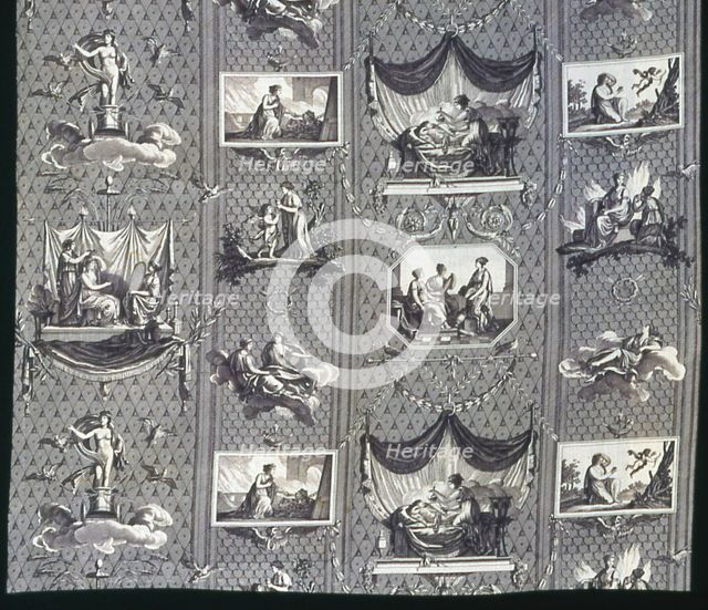 L'Historie de Psyche (The Story of Psyche) (Furnishing Fabric), France, c. 1810. Creator: Oberkampf Manufactory.